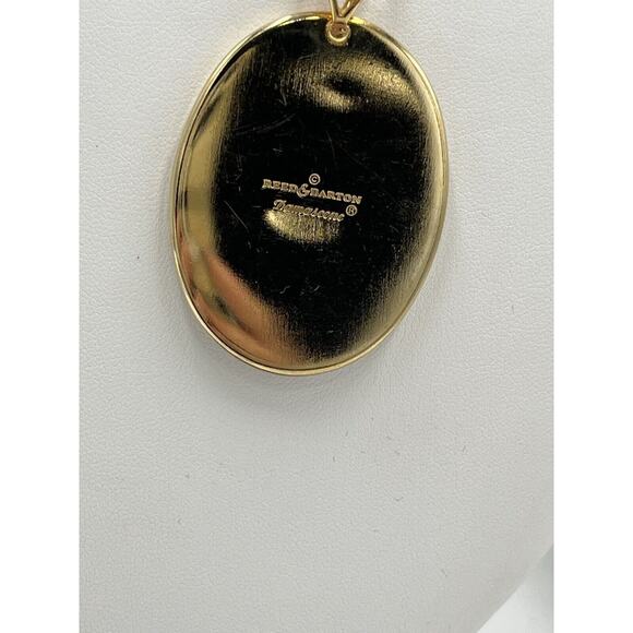 Reed & Barton Damascene Orange flowers Oval Pendant Gold Tone Necklace - Picture 3 of 13